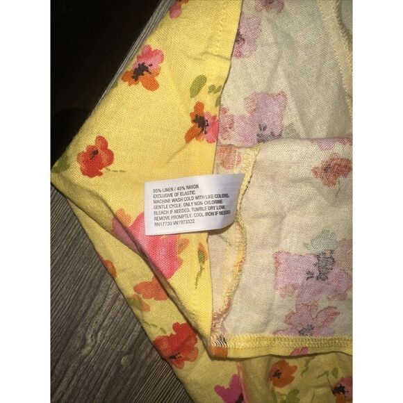 Women's Ruched Linen Slip Dress - Wild Fable Yellow Floral Size XS. NWT. 4 - Picture 4 of 7